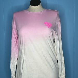 Fabletics Ombre Pink and White Long Sleeve Shirt Size Medium